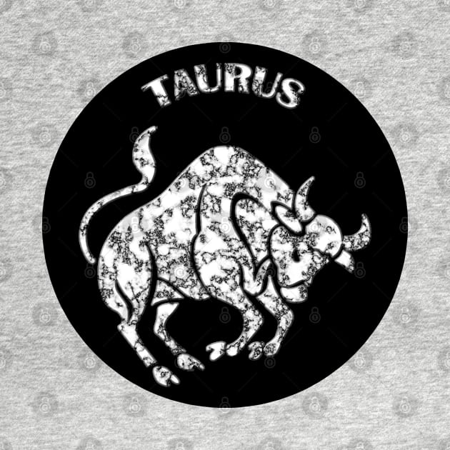 Taurus Astrology Zodiac Sign - Taurus Bull Astrology Birthday Gifts - Black and White - Marble by CDC Gold Designs